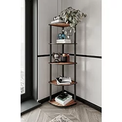 HANAH HOME Polica za knjige Bookcase 5 Corner Walnut