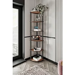 HANAH HOME Polica za knjige Bookcase 6 Corner Walnut