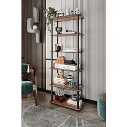 HANAH HOME Polica za knjige Bookcase 6 Rect Walnut
