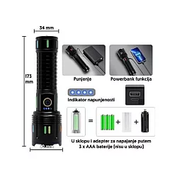 ELEMENTA Punjiva LED baterijska lampa 11861