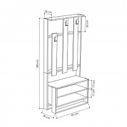 HANAH HOME Cipelarnik Chester White Oak