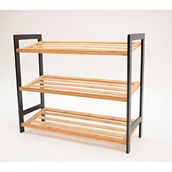 Bolzz Polica za obuću 3 nivoa bamboo crna