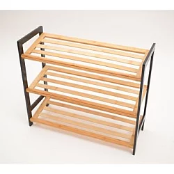 Bolzz Polica za obuću 3 nivoa bamboo crna