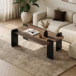 HANAH HOME Sto za dnevnu sobu Renard Venezia Walnut Wood Black
