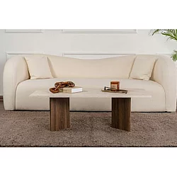 HANAH HOME Sto za dnevnu sobu Sabin Travertine Venezia Walnut