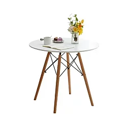 Lemon Planet Trpezarijski okrugli sto 80 cm sa drvenim nogarima Skandi beli Lemon 25-KS001