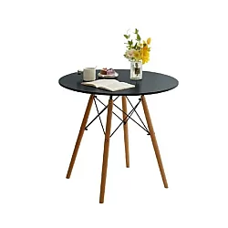 Lemon Planet Trpezarijski okrugli sto 80 cm sa drvenim nogarima Skandi crni Lemon 25-KS002