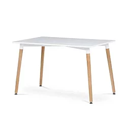 Lemon Planet Trpezarijski pravougaoni sto 120x80 cm sa drvenim nogarima beli Lemon 25-KS003