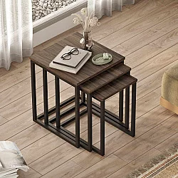 HANAH HOME Set 3 stočića Dublin Walnut