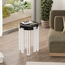 HANAH HOME Set 3 stočića Palma Black White