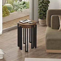 HANAH HOME Set 3 stočića Palma Walnut Black