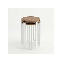 HANAH HOME Set 3 stočića Palma Walnut White