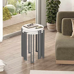 HANAH HOME Set 3 stočića Palma White Anthracite