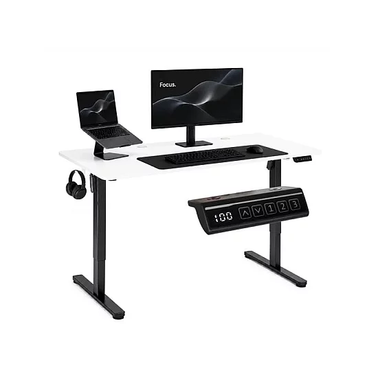 ModernHome Elektricni radni sto 140*60 cm sa podesivom visinom 72-118 cm, bela radna ploca - ModernHome