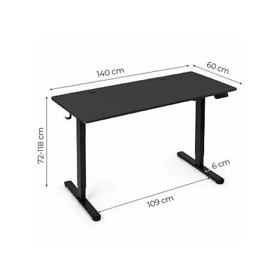 ModernHome Elektricni radni sto 140*60 cm sa podesivom visinom 72-118 cm, crni - ModernHome