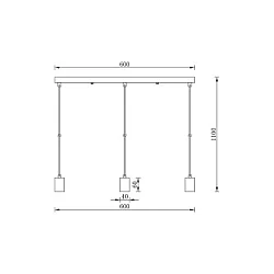 BRAYTRON Crna visilica 3xE27 BV04-00062