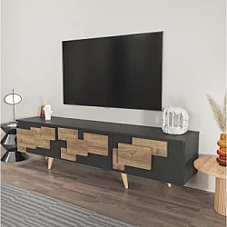 HANAH HOME TV polica 3 D Anthracite Walnut