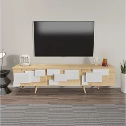 HANAH HOME TV polica 3 D Oak White