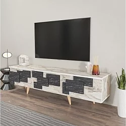 HANAH HOME TV polica 3 D White Marble