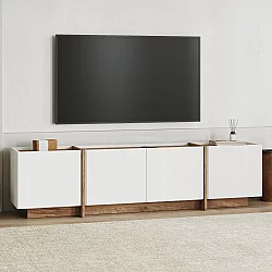 HANAH HOME Polica za TV Lowen White Atlantic Pine