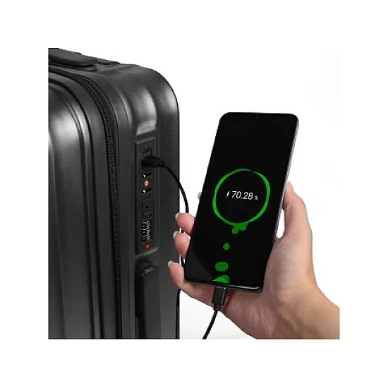 TRIPMATES Ručni kofer (kabinski) 55cm svetlosivi – sa USB punjačem, držačem za piće i dodatnom kukom