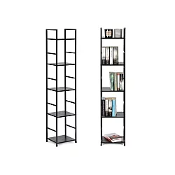 ModernHome Drvena polica sa metalnim okvirom crna