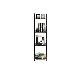 ModernHome Drvena polica sa metalnim LOFT okvirom, 4 nivoa, crna