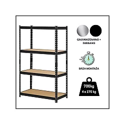 EPRO Metalna montažna polica Premium 150x70x30cm, metal-drvo, 700kg (4x175kg)