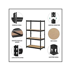EPRO Metalna montažna polica Premium 150x70x30cm, metal-drvo, 700kg (4x175kg)