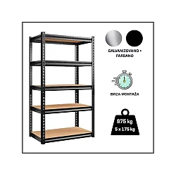 EPRO Metalna montažna polica Premium 180x90x30cm, metal-drvo, 875kg (5x175kg)