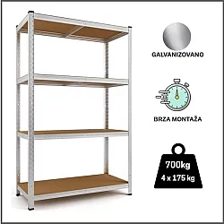 EPRO Metalna montažna polica Standard 150x70x30cm, metal-drvo, 700kg (4x175kg)