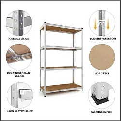 EPRO Metalna montažna polica Standard 150x70x30cm, metal-drvo, 700kg (4x175kg)