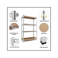 EPRO Metalna montažna polica Standard 150x70x30cm, metal-drvo, 700kg (4x175kg)