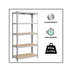 EPRO Metalna montažna polica Standard 180x90x30cm, metal-drvo, 875kg (5x175kg)