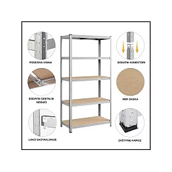 EPRO Metalna montažna polica Standard 180x90x40cm, metal-drvo, 875kg (5x175kg)