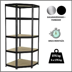 EPRO Metalna montažna ugaona polica Premium 180x70x30cm, metal-drvo, 875kg (5x175kg)
