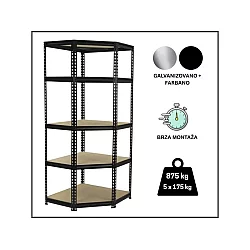 EPRO Metalna montažna ugaona polica Premium 180x70x30cm, metal-drvo, 875kg (5x175kg)