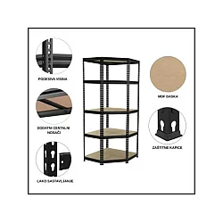 EPRO Metalna montažna ugaona polica Premium 180x70x30cm, metal-drvo, 875kg (5x175kg)