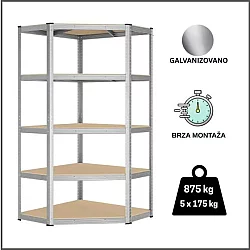 EPRO Metalna montažna ugaona polica Standard 180x90x40cm metal-drvo 875kg (5x175kg)