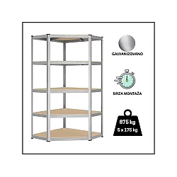 EPRO Metalna montažna ugaona polica Standard 180x90x40cm metal-drvo 875kg (5x175kg)