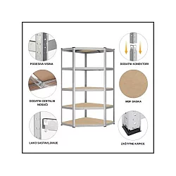 EPRO Metalna montažna ugaona polica Standard 180x90x40cm metal-drvo 875kg (5x175kg)