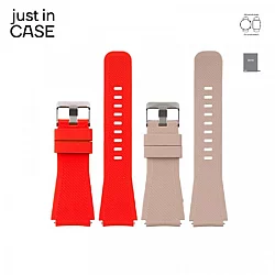 JUST IN CASE 2u1 Narukvica 22mm crvena SILIKON + bež SILIKON