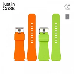 JUST IN CASE 2u1 Narukvica 22mm orange SILIKON + neon zelena SILIKON