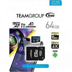 TEAM GROUP TeamGroup MICRO SDXC 64GB ELITE, UHS-I U3 V30 A1, 100/50MB/s +SD Adapter TEAUSDX64GIV30A103
