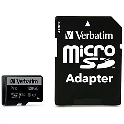 VERBATIM Pro microSDXC CL10 UHS-3 128GB (47044)