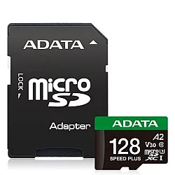 ADATA Micro SDXC 128GB Class 10 + adapter 180/160 MB/s UD128GUI3V30A2SP-RA1