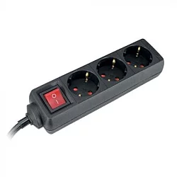 COMMEL Produzni kabl 3 uticnice sklopka 16A 3500W crna 5m H05VV-F 3G1,5