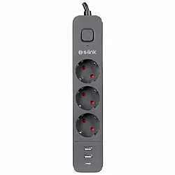 S-LINK Produžni kabl SPG03U 3 utičnice 2XUSB 1X TIP-C 1.5M crni (18926)