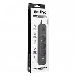 S-LINK Produžni kabl SPG03U 3 utičnice 2XUSB 1X TIP-C 1.5M crni (18926)