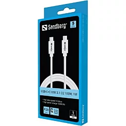 Sandberg USB-C na USB-C kabl, 100W PD, 1m, beli (136-53)